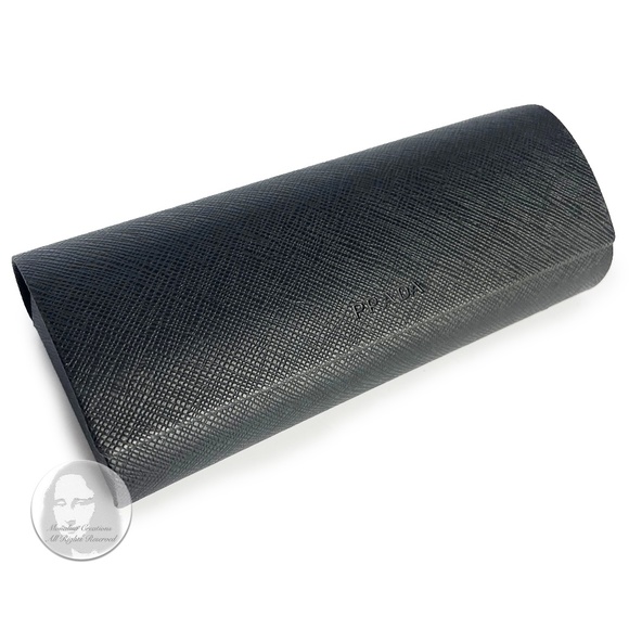 Prada Eye Glass Case Hard Black Saffiano Embossed Vintage Y2K - Picture 1 of 10